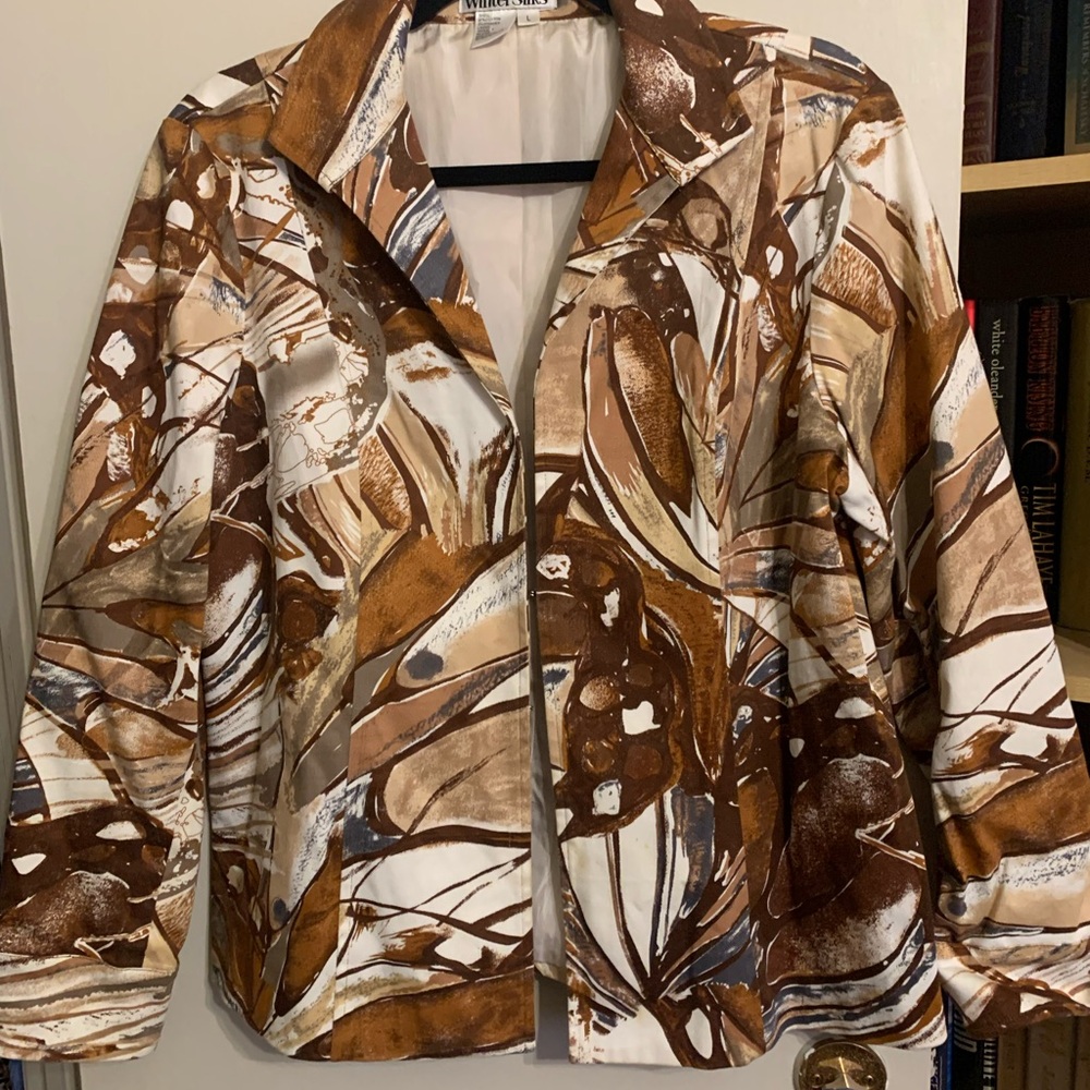WinterSilks Brown and Cream Abstract Blazer